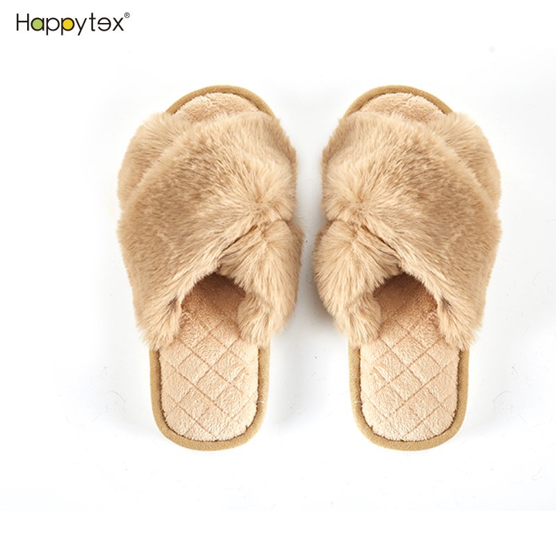High Quality Hot Sale Products Winter Fluffy Fuzzy Indoor Plush Faux Fur Home Indoor Fluffy Hotel Slippers Slides Slippers