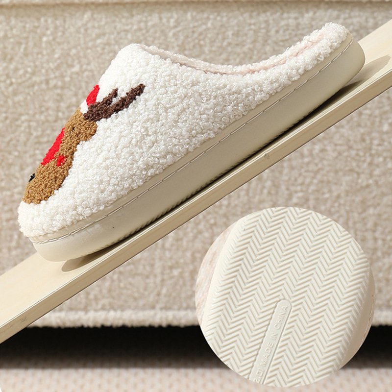 Custom Halloween Christmas Slipper Functional Antislip Fluffy Fuzzy Casual Slides Leopard Smiley Soft Plush Warm Winter Slippers