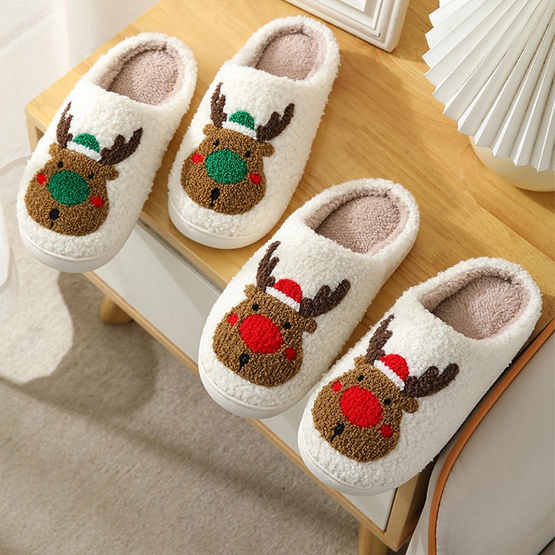 Custom Halloween Christmas Slipper Functional Antislip Fluffy Fuzzy Casual Slides Leopard Smiley Soft Plush Warm Winter Slippers