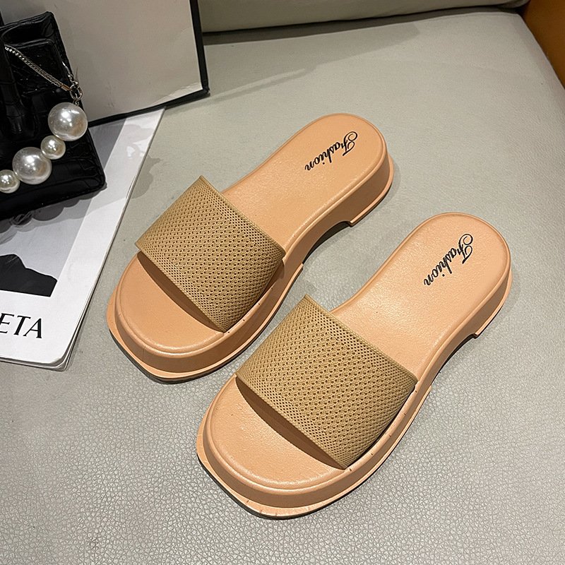 2023 New Summer Slides Slippers Women Fashion Sandals Thick Soles Wedge Heels Beach Slippers