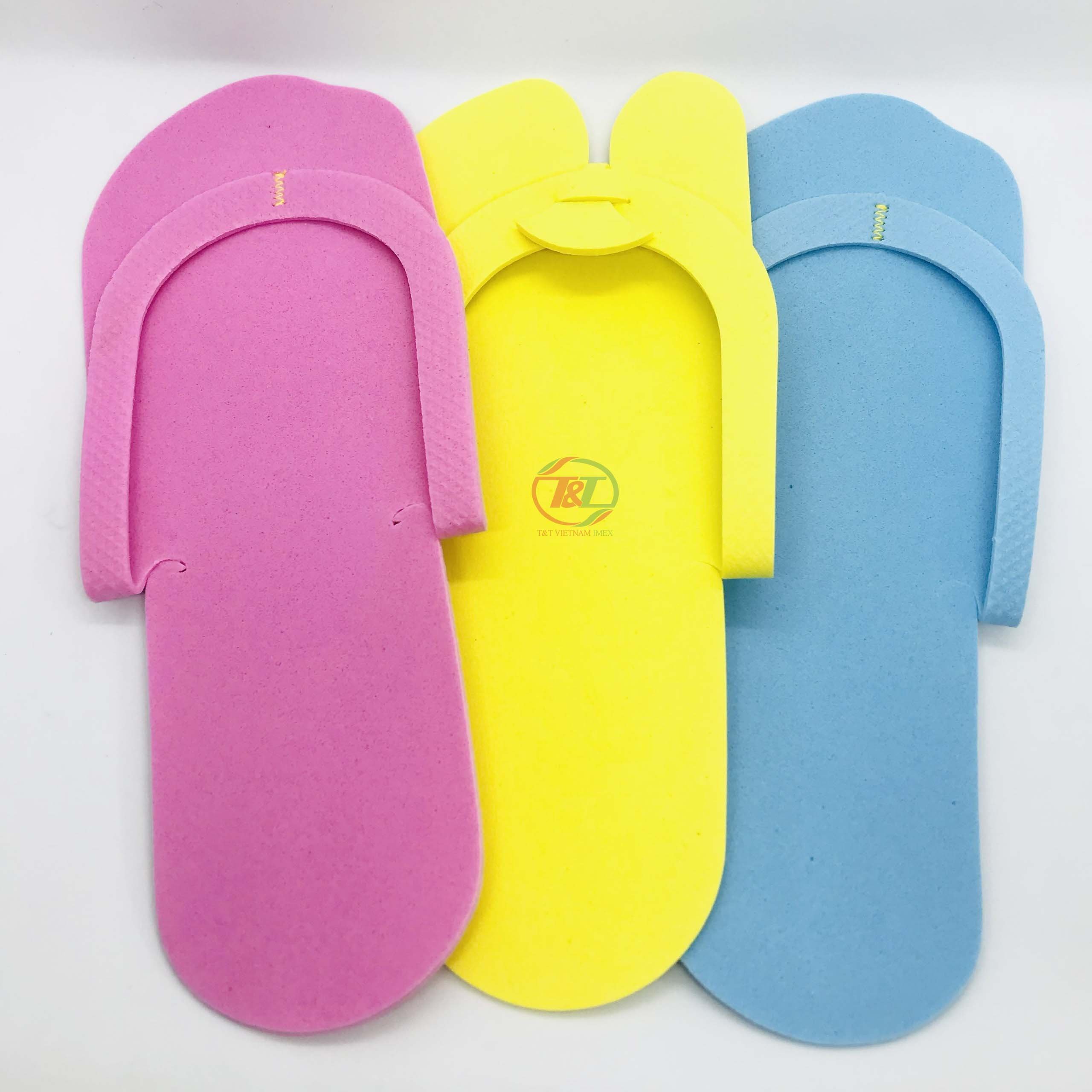 Vietnam Wholesale Lightweight Colorful Unisex Disposable Pedicure Flip Flop Eva Foam Slippers for Nail Beauty Salon Hotel Use