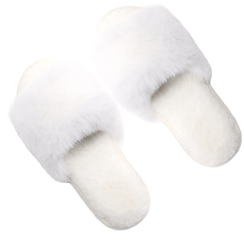 Rubber sole Polyester or real wool sizing from 5-12 luxury faux fur bride and bridesmaids Wedding Slide Slipper
