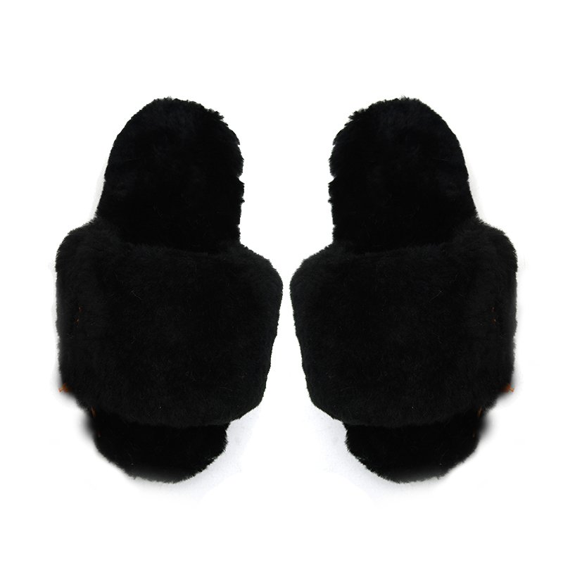 Rubber sole Polyester or real wool sizing from 5-12 luxury faux fur bride and bridesmaids Wedding Slide Slipper