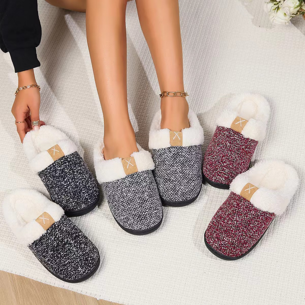 2024 Arch Support Home home linen slipper unisex house cotton slides slipper washable home Thermal Slippers