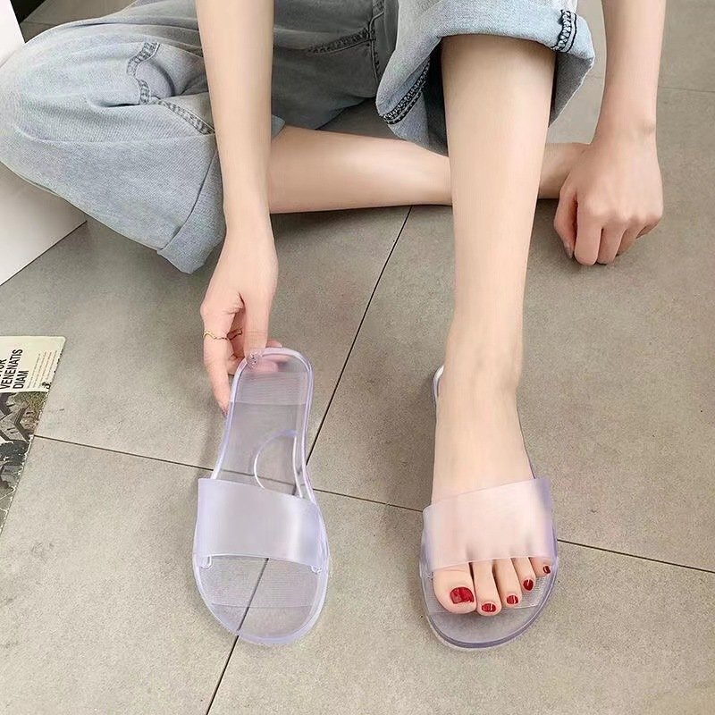 Factory Cheap Clear Upper Flip Flop Women Sandals Open Toe Slide Slippers For Ladies Big Size Jelly Sandals House Indoor Shoes