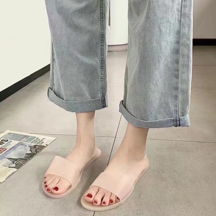 Factory Cheap Clear Upper Flip Flop Women Sandals Open Toe Slide Slippers For Ladies Big Size Jelly Sandals House Indoor Shoes