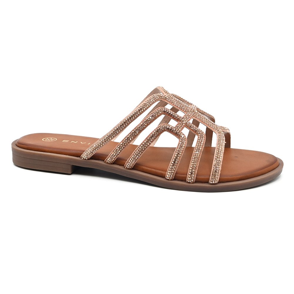 Slides Slippers Summer Flat Sandals Shoes Wholesale PU Anti-Slippery Luxury Glitter Crystal Slippers