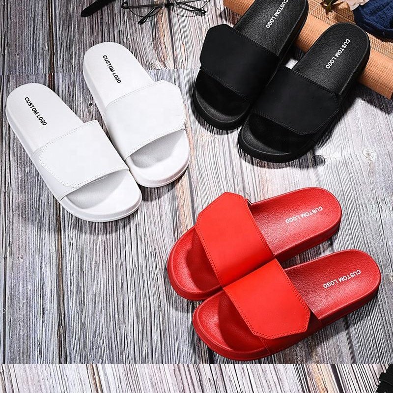 Custom Logo Printing Beach Summer Sandals Hot Unisex PVC Slipper Embossed Men and Women Slide for bathroom
