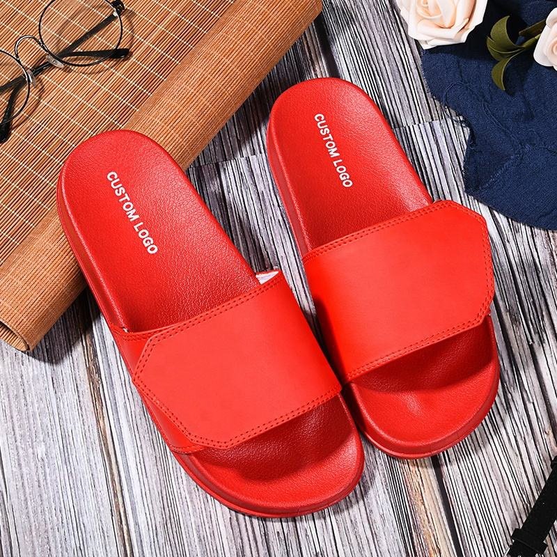 Custom Logo Printing Beach Summer Sandals Hot Unisex PVC Slipper Embossed Men and Women Slide for bathroom