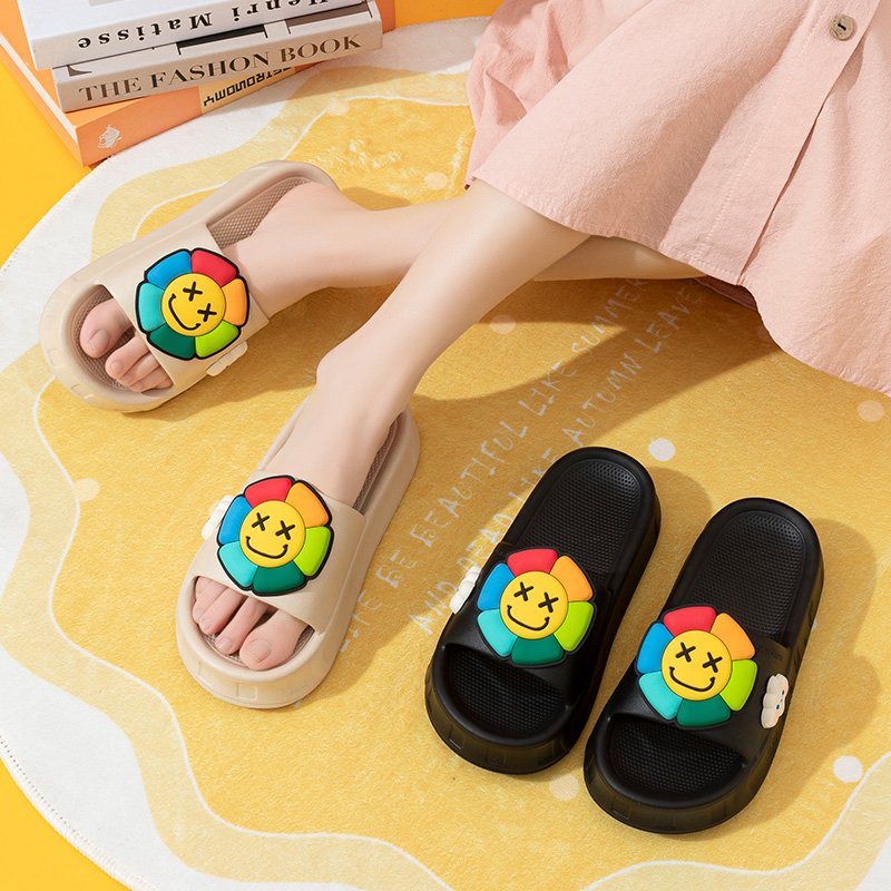 Sunflower or Frog Cute Thick Sole Slipper Non-slip Comfortable Slides Slippers Women's Shoes Soft EVA Men's Shoes Wholesale
