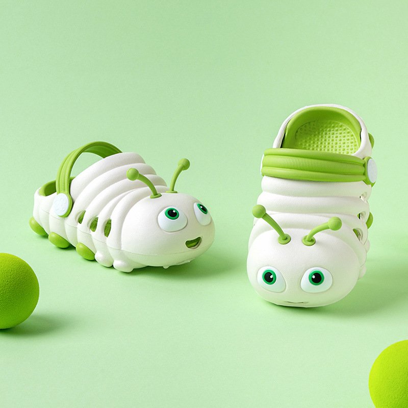Unisex Cute Caterpillar Pattern Soft EVA Slides Slippers for Kids Non-Slip Small Toddler Sleepers Boys Girls Summer Comfortable