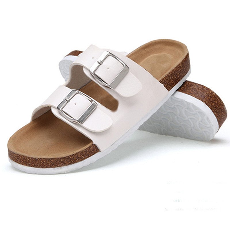 Sandals for women and ladies 2023 New Summer Trend Shiny Women's Double Button One Word Drag Cork slides Slipper Sandals
