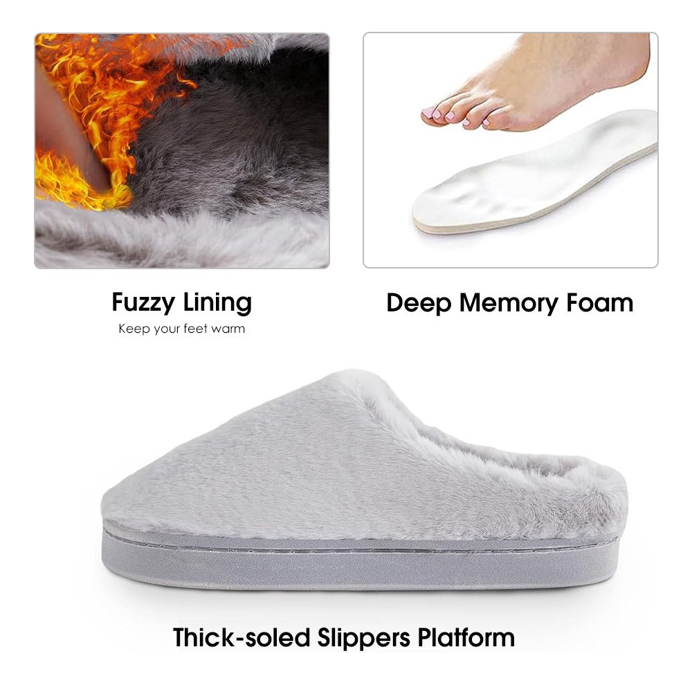 Women's Men's Stylish Design Slip on Slide Slippers with Non-Slip Durable Sole Memory Foam Unisex Fuzzy Slippers