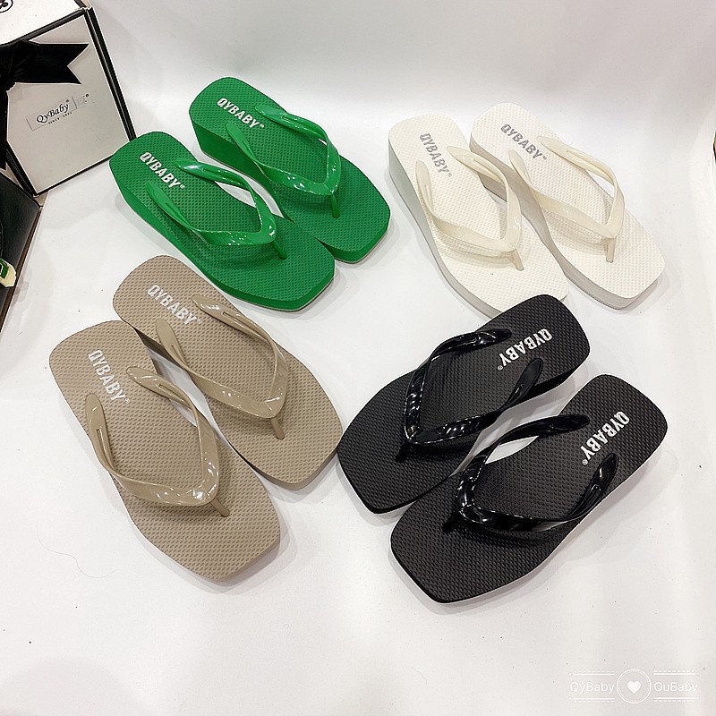 Light Weight Thick Sole Flip-flops Slippers Womens Slides Trendy Wedges Shoes Ladies Women EVA Cotton Fabric Flip Flops Women
