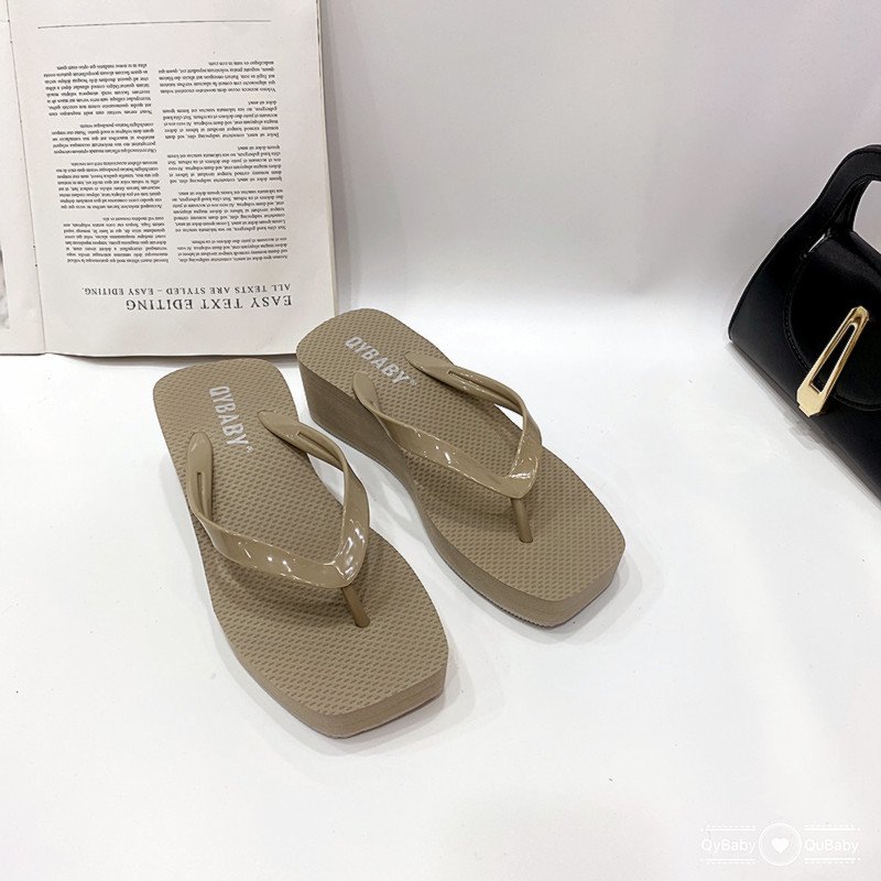 Light Weight Thick Sole Flip-flops Slippers Womens Slides Trendy Wedges Shoes Ladies Women EVA Cotton Fabric Flip Flops Women