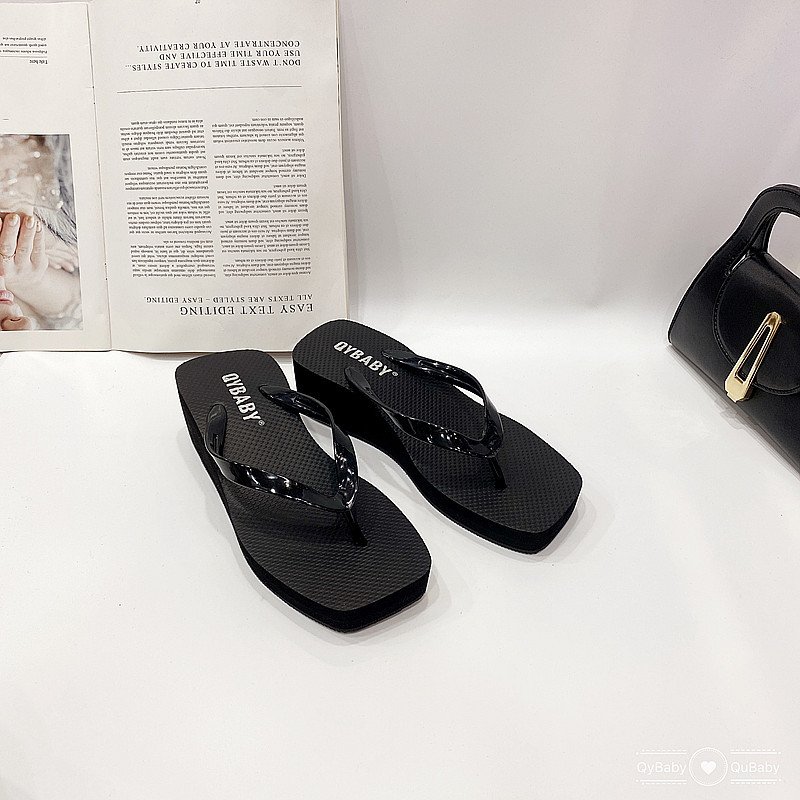 Light Weight Thick Sole Flip-flops Slippers Womens Slides Trendy Wedges Shoes Ladies Women EVA Cotton Fabric Flip Flops Women