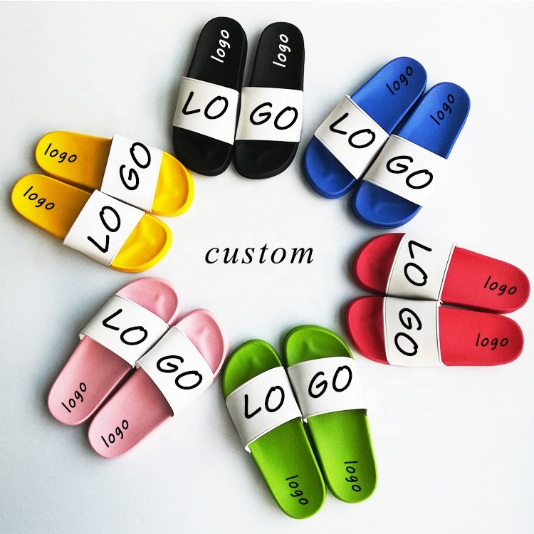 OEM Custom White Slides Footwear Sandal PVC,Design Logo Slippers Men Plain Blank Slide, Customized Logo Women Black PVC Shoes