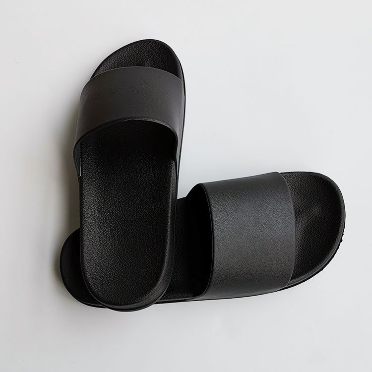 OEM Custom Men's Pure Black PVC Slide Shoes Sandals with Multi-Color Logo Slipper for Summer