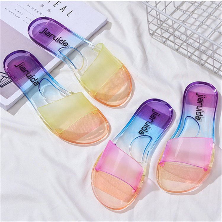 Fashion Slippers Ladies Jelly Gradient Color Crystal Women's Slippers Slides Slippers Home Bathroom Indoor Outdoor Slide Sandal