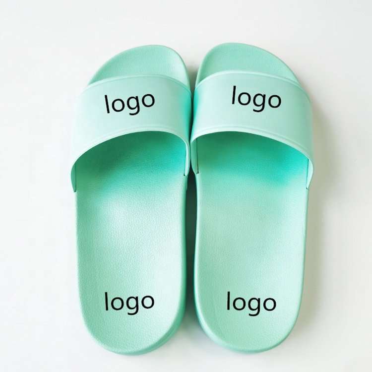 Good quality soft flat sole men slippers multiple colours custom logo slides big size indoor house anti-slip pvc flip-flops
