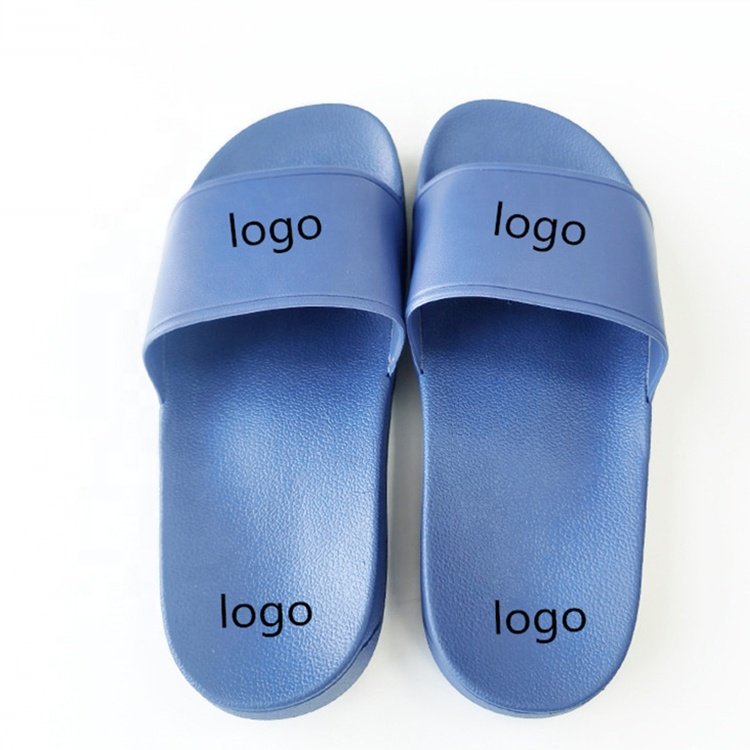 Good quality soft flat sole men slippers multiple colours custom logo slides big size indoor house anti-slip pvc flip-flops