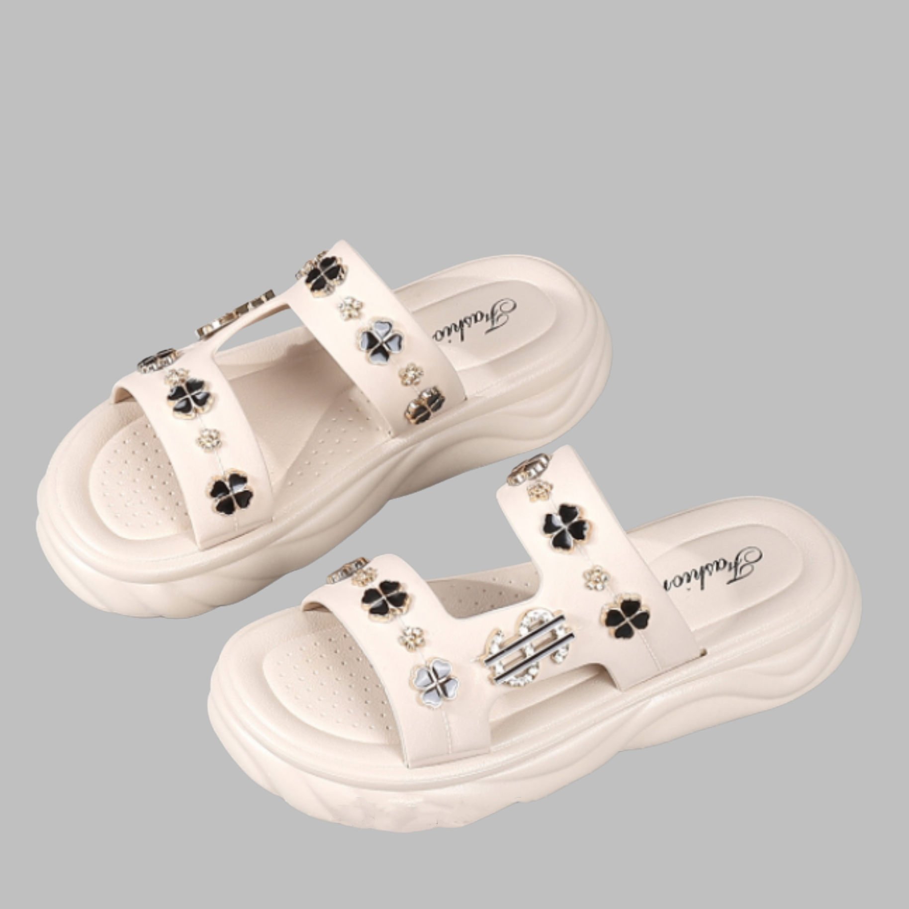 Women Summer Platform Sandals Trendy French-Style Outdoor Slide Slippers Comfortable High-End Design