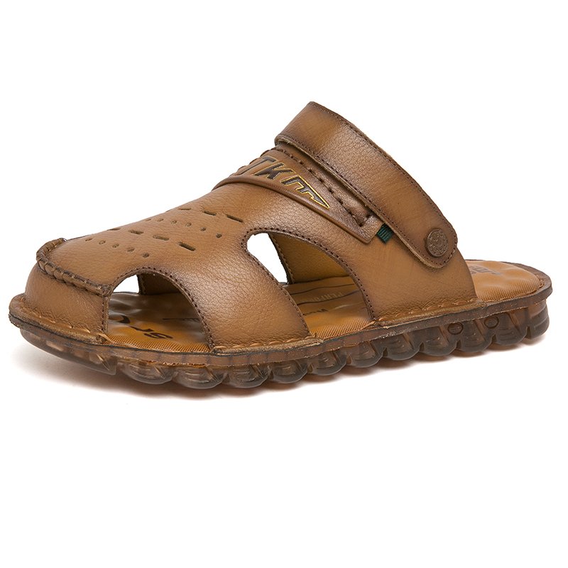 Men's Sandals Outdoor walking hiking Beach Shoes fisherman Slip On Low-top Slides Slippers Summer Closed-toe Leather Breathable