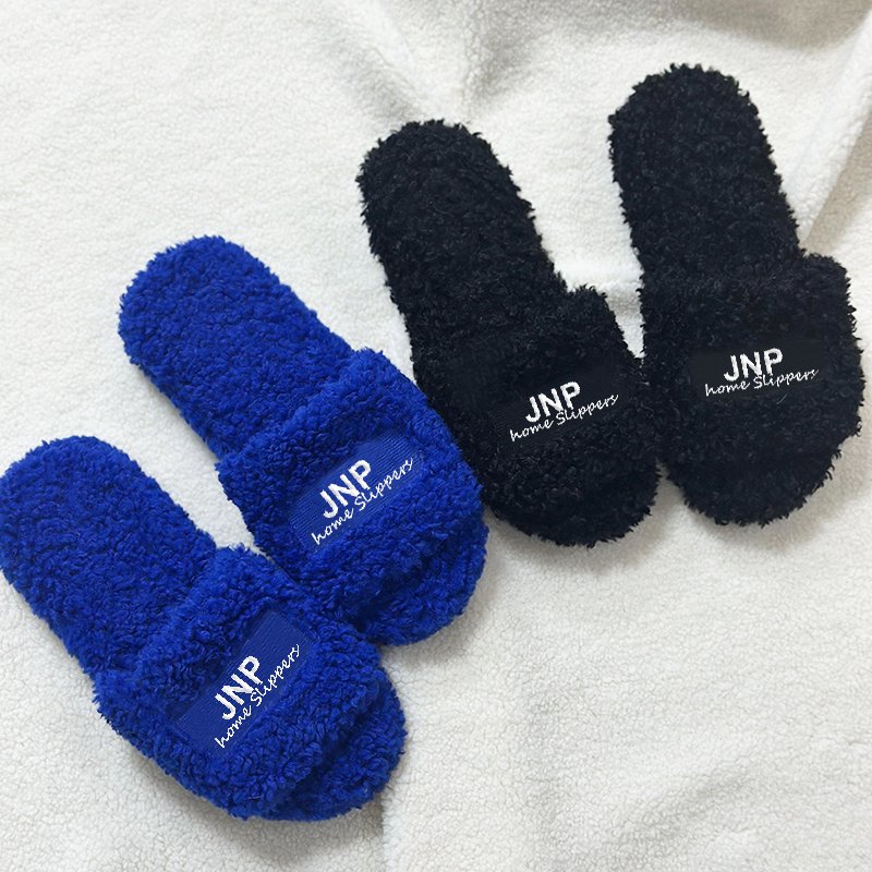 Custom Comfy Soft Non-Slip House Fluffy Open Toe Fuzzy Memory Foam Curly Teddy Fur Flat Slides Slippers with Recycled Materials