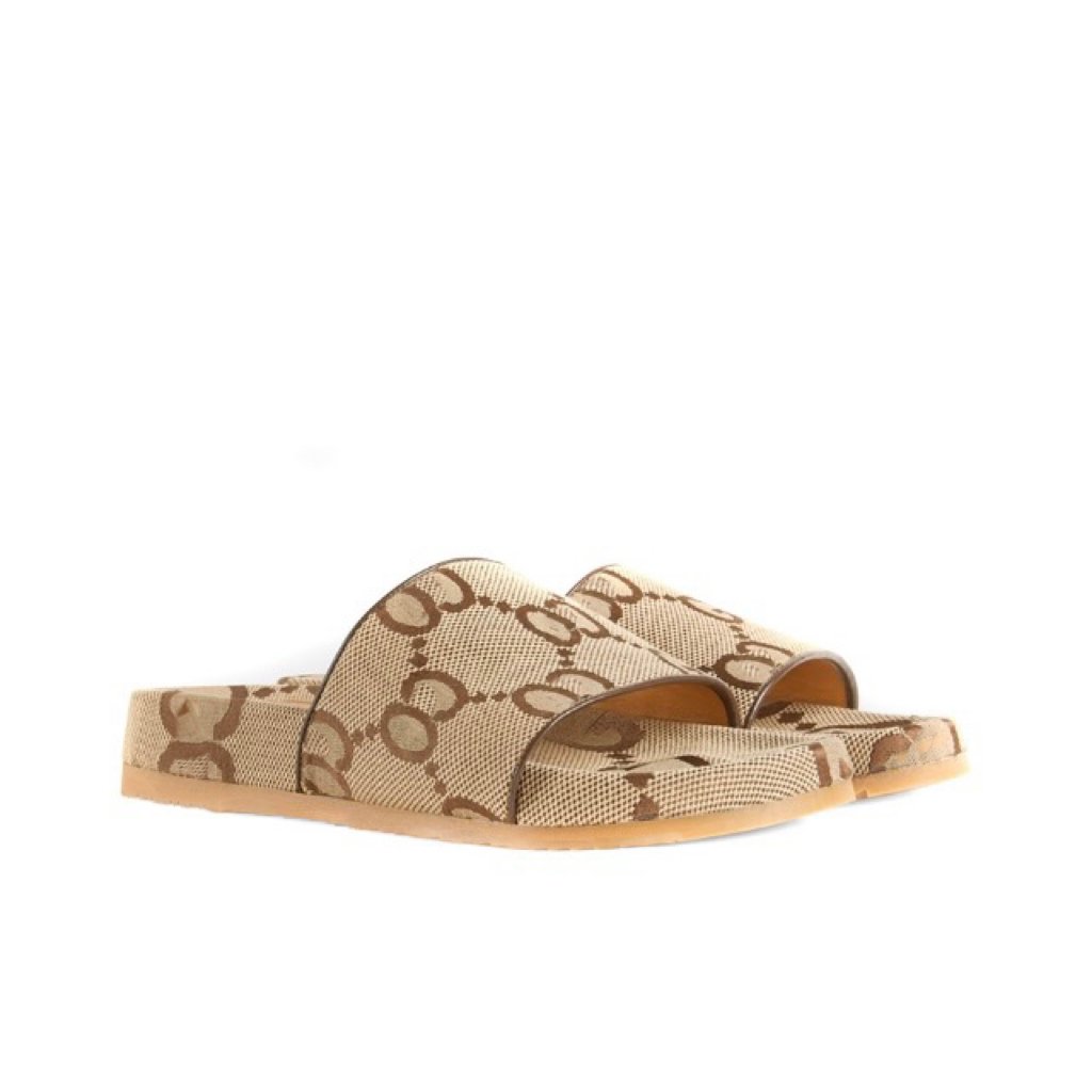 Women's Designer Slides Slip on Flat Sandals Fashionable Canvas Covered Platform with Embroidery Dust Proof for Girls