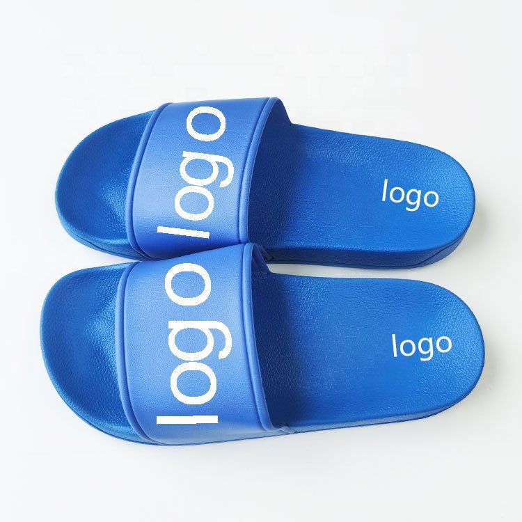 Unisex Blue Custom Logo Slippers For Men Casual Slides Slippers Sandals Male Foot Wears Slippers for Men