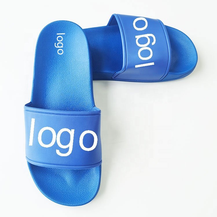 Unisex Blue Custom Logo Slippers For Men Casual Slides Slippers Sandals Male Foot Wears Slippers for Men