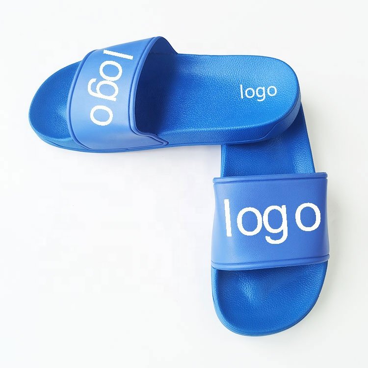 Unisex Blue Custom Logo Slippers For Men Casual Slides Slippers Sandals Male Foot Wears Slippers for Men