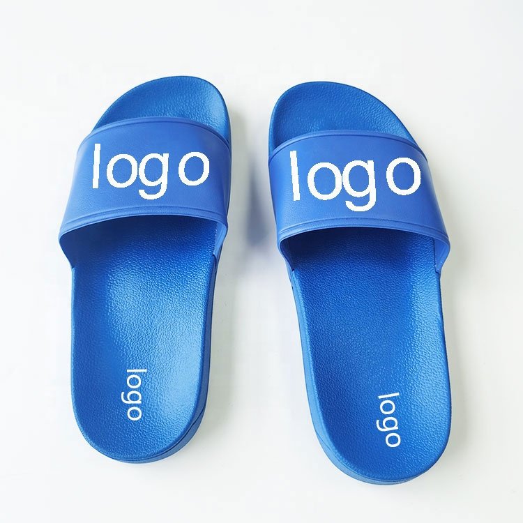 Unisex Blue Custom Logo Slippers For Men Casual Slides Slippers Sandals Male Foot Wears Slippers for Men