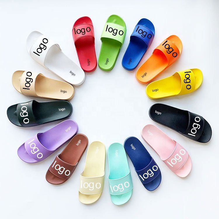 Unisex Blue Custom Logo Slippers For Men Casual Slides Slippers Sandals Male Foot Wears Slippers for Men