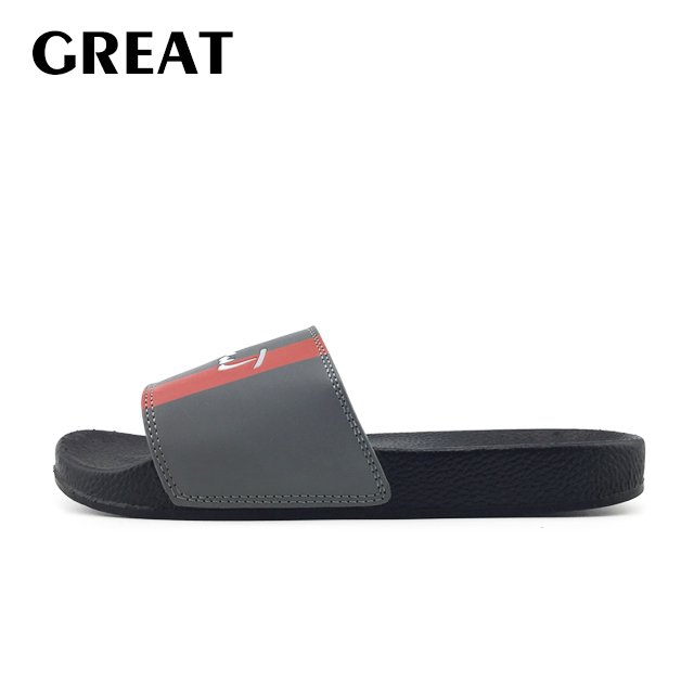 Greatshoe custom logo men slides plain sandals black PVC slippers women sports slide sandal for men