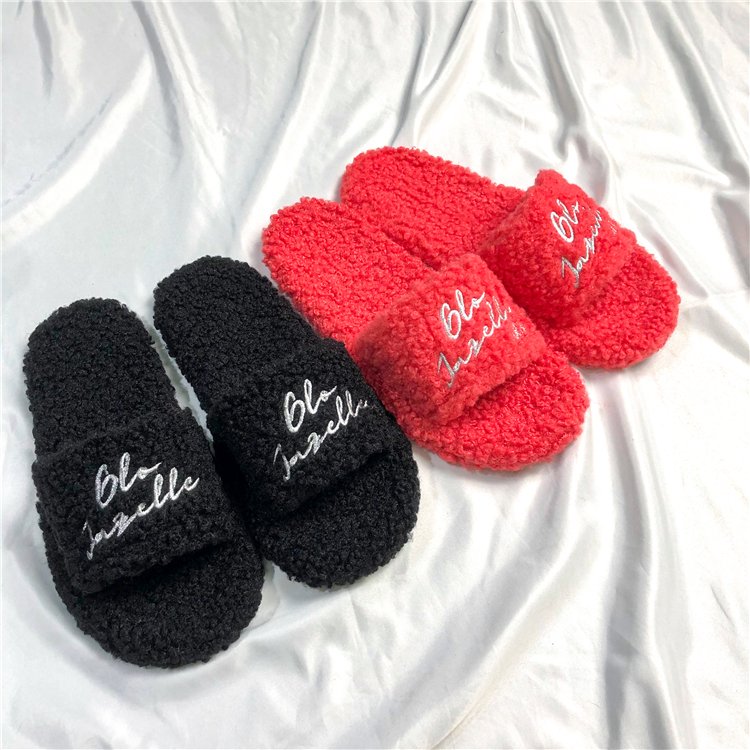designer sandals OEM custom logo outdoor fuzzy fur slippers for women and ladies furry female slides footwear sandals for women In Best Material