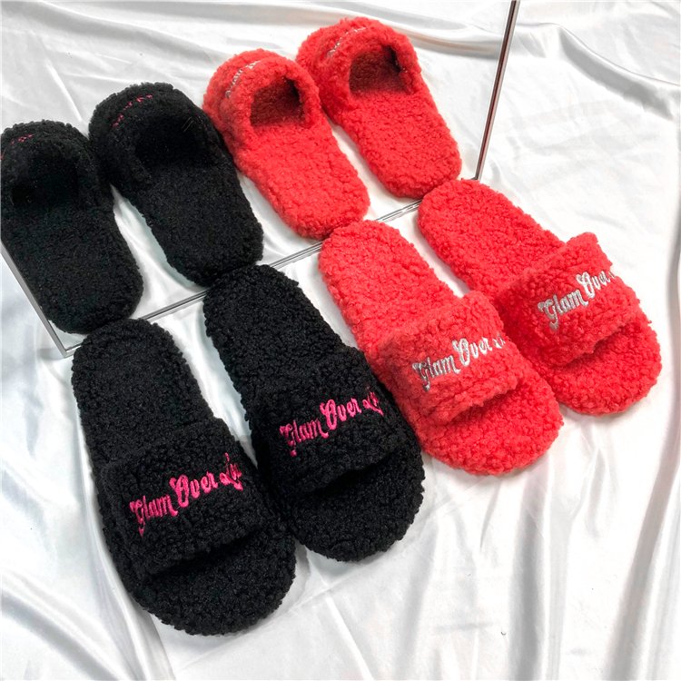 designer sandals OEM custom logo outdoor fuzzy fur slippers for women and ladies furry female slides footwear sandals for women In Best Material