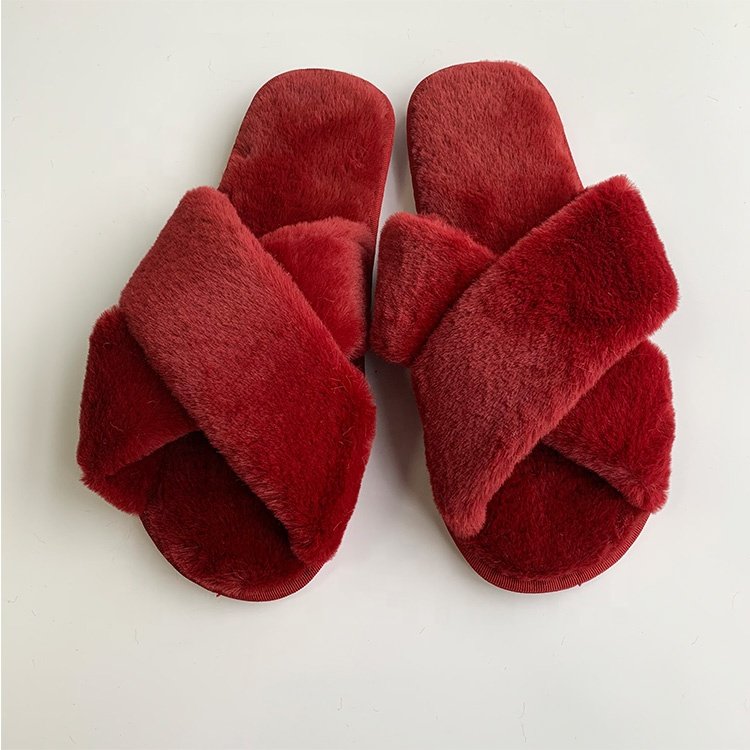 Cheap Wholesale Custom Fall Winter Women's Pink Fluffy House Slides Indoor Furry Slippers, Home Fur Sandals For Women Ladies