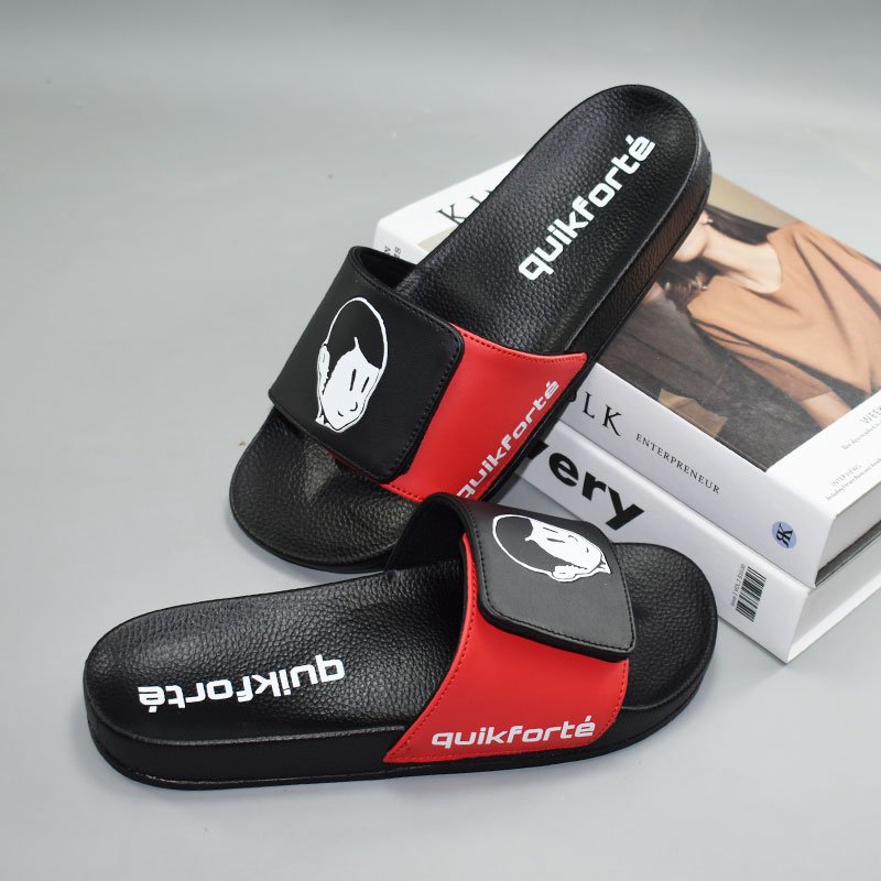 Soft PU Upper Designer Sandals Custom Blank Plain Slides with Logo Men Magic Tape Slides Slippers