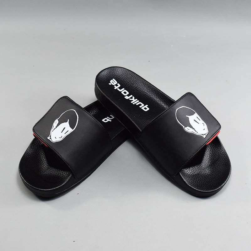 Soft PU Upper Designer Sandals Custom Blank Plain Slides with Logo Men Magic Tape Slides Slippers