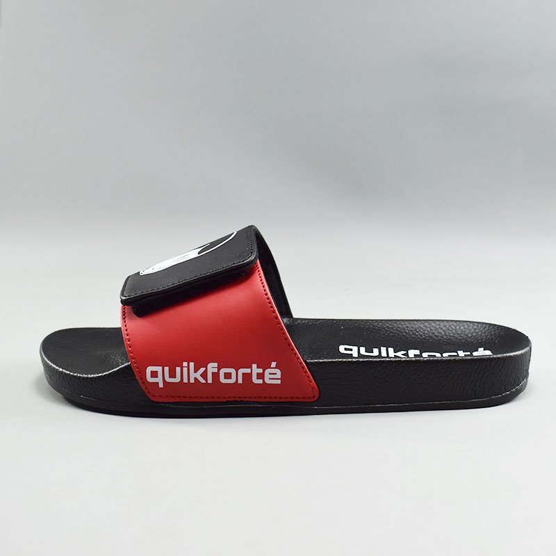 Soft PU Upper Designer Sandals Custom Blank Plain Slides with Logo Men Magic Tape Slides Slippers