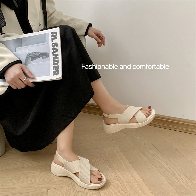 Heli Shark New Pure Color Platform Sandals for Men and Women Summer Outdoor Flat Slides for Winter and Spring