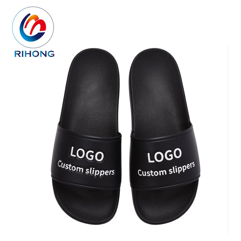 2024 promotion summer slipper durable quality 3d logo footwear black bottom designer custom oem slide sandal