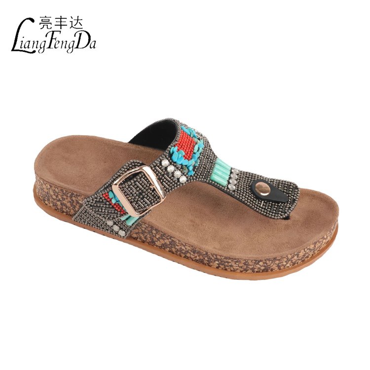 Slides Slippers Luxury Crystal Flip-flops Slippers New Outdoor Cork Sole Casual Design Morocco Summer PVC for Women Female