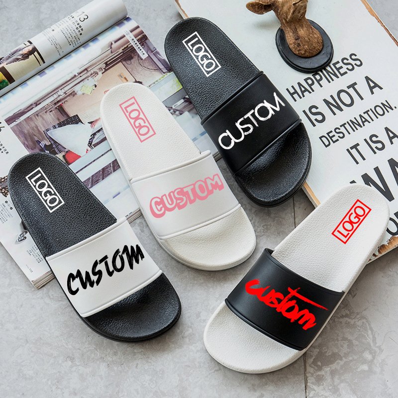 New Summer Brand Customized Print PVC Slide Slipper Men's Slides Custom Logo Women's Slippers