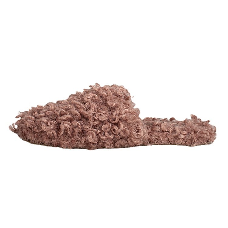 High Quality Customized Women's Faux Fur Slippers Fashion Soft Indoor Summer Slippers with Warm Anti-Slippery Rubber Insole