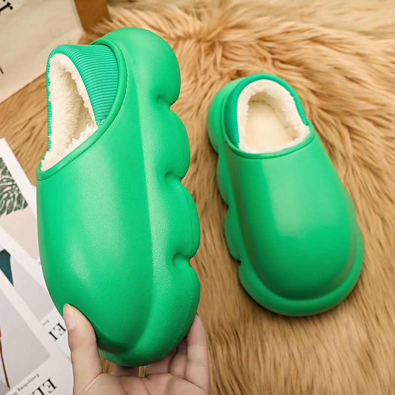 Custom logo fur men and women green luxury winter warm house sandals cozy sports casual home unisex plush furry Slippers slides