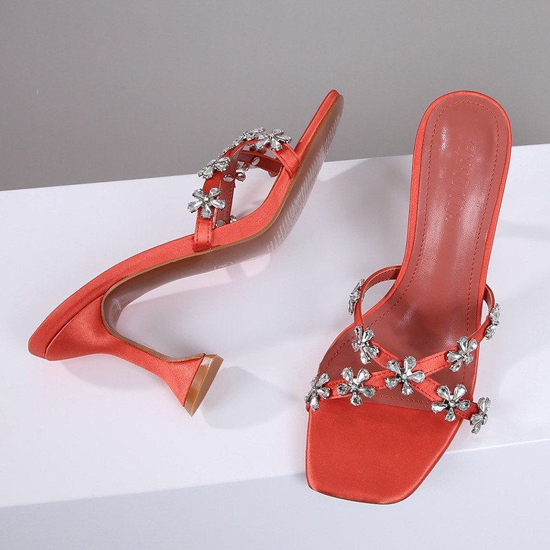 Chaussures-Femm Talon Female Shoes Thong Heels Fashion 2023 Summer Women Slipper Sandals