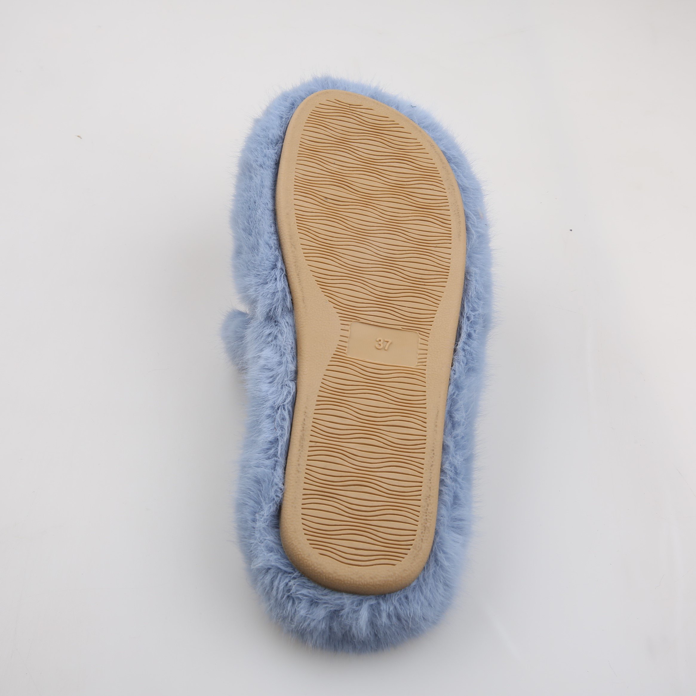 Custom Plush embroidery logo fluffy Faux Fur Slippers for women luxury slipper for woman