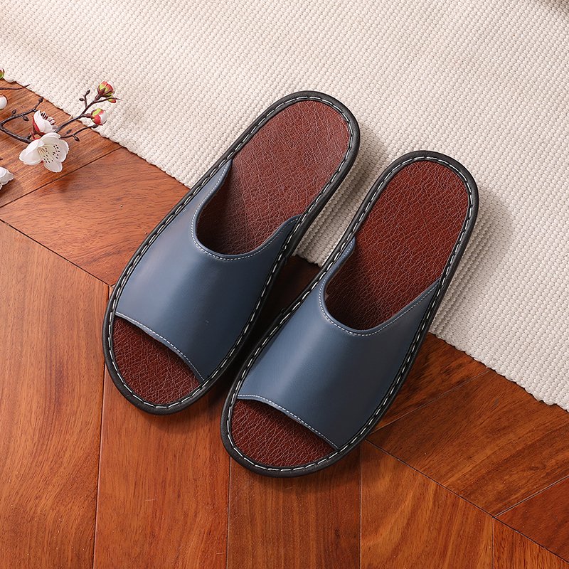 Wholesale customized logo size quick drying summer spring soft man slipper shoes leather slides sandal for men